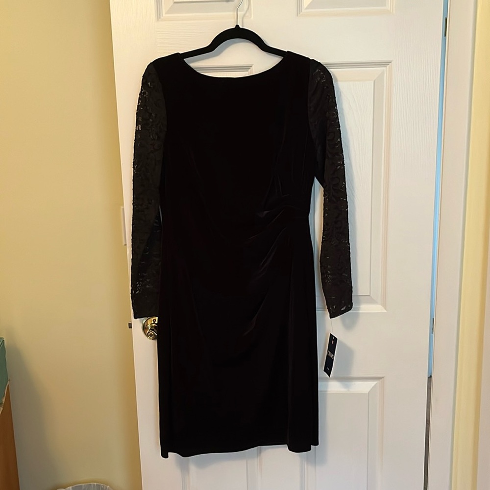Black velvet chaps dress